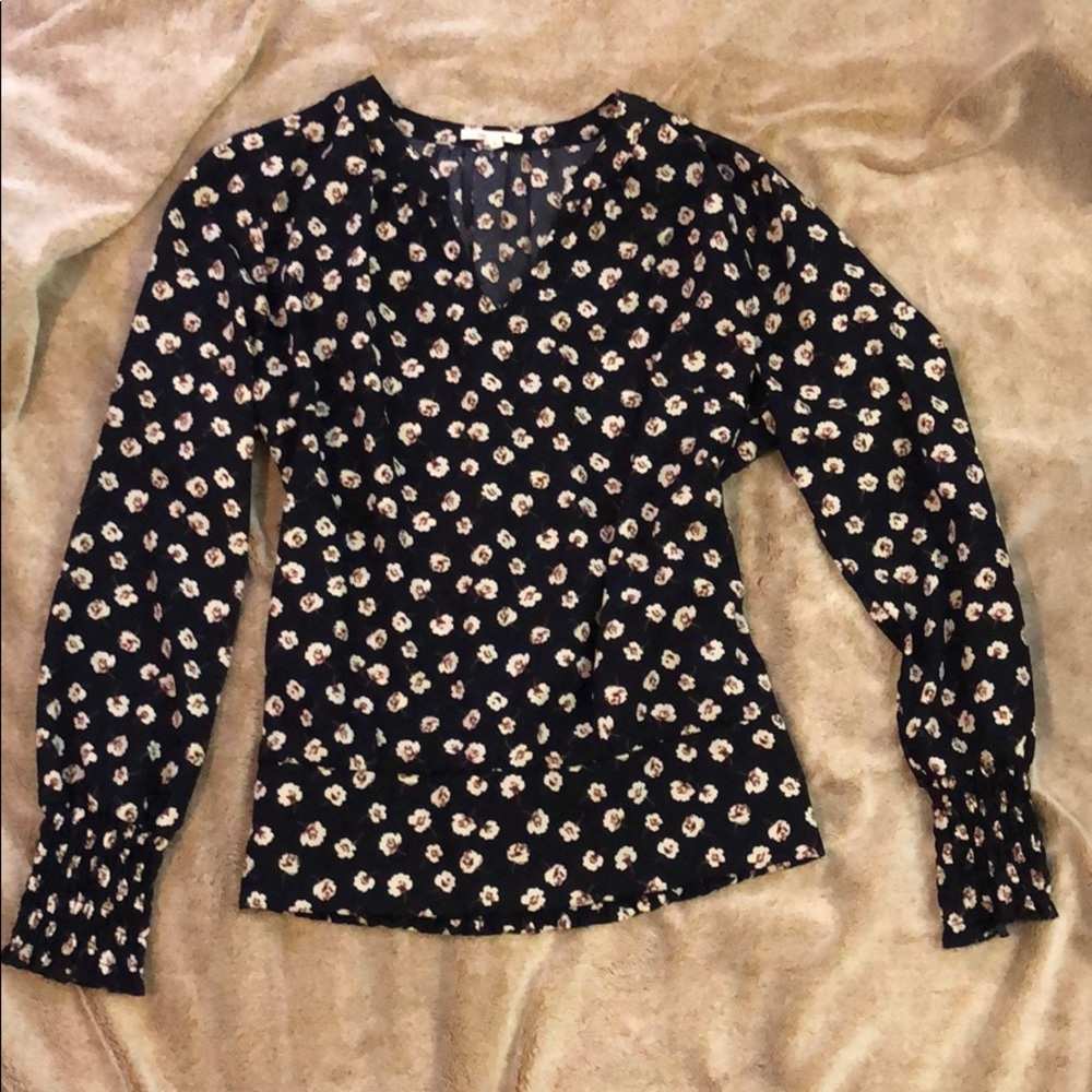 Navy floral blouse